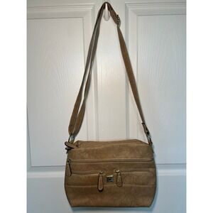 Stone & Co Crossbody Beige Tan Leather Shoulder Bag Multi Pocket‎ Travel Purse
